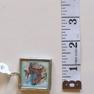 New Glass Cowgirl Western Pendant Charm